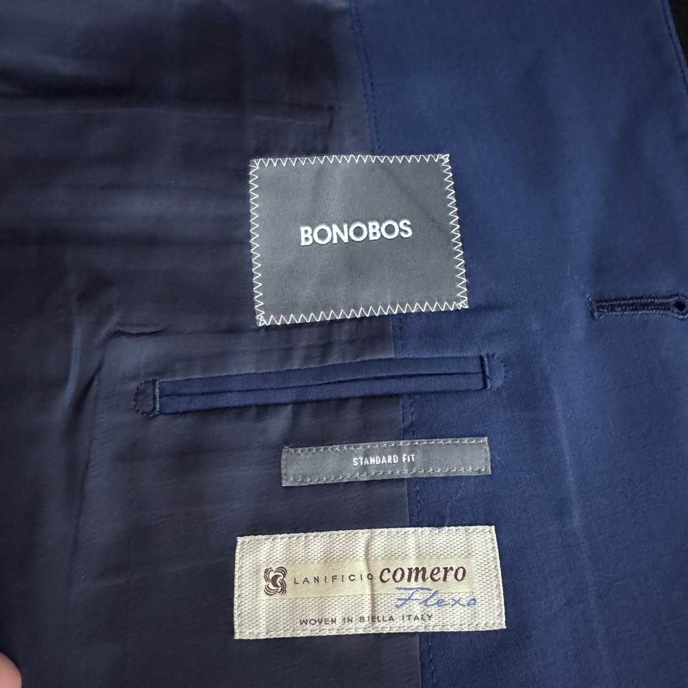 Bonobos Blazer Mens 50L Blue Solid Wool Lanificio Comero Italian Fabric Standard - Picture 6 of 6